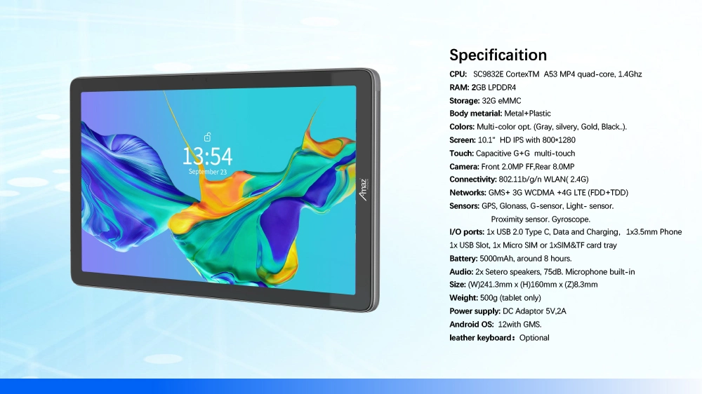 10.1&quot; FHD 4G Tablets for Call T610 Octa-Core 2.0GHz 4+64G for Students